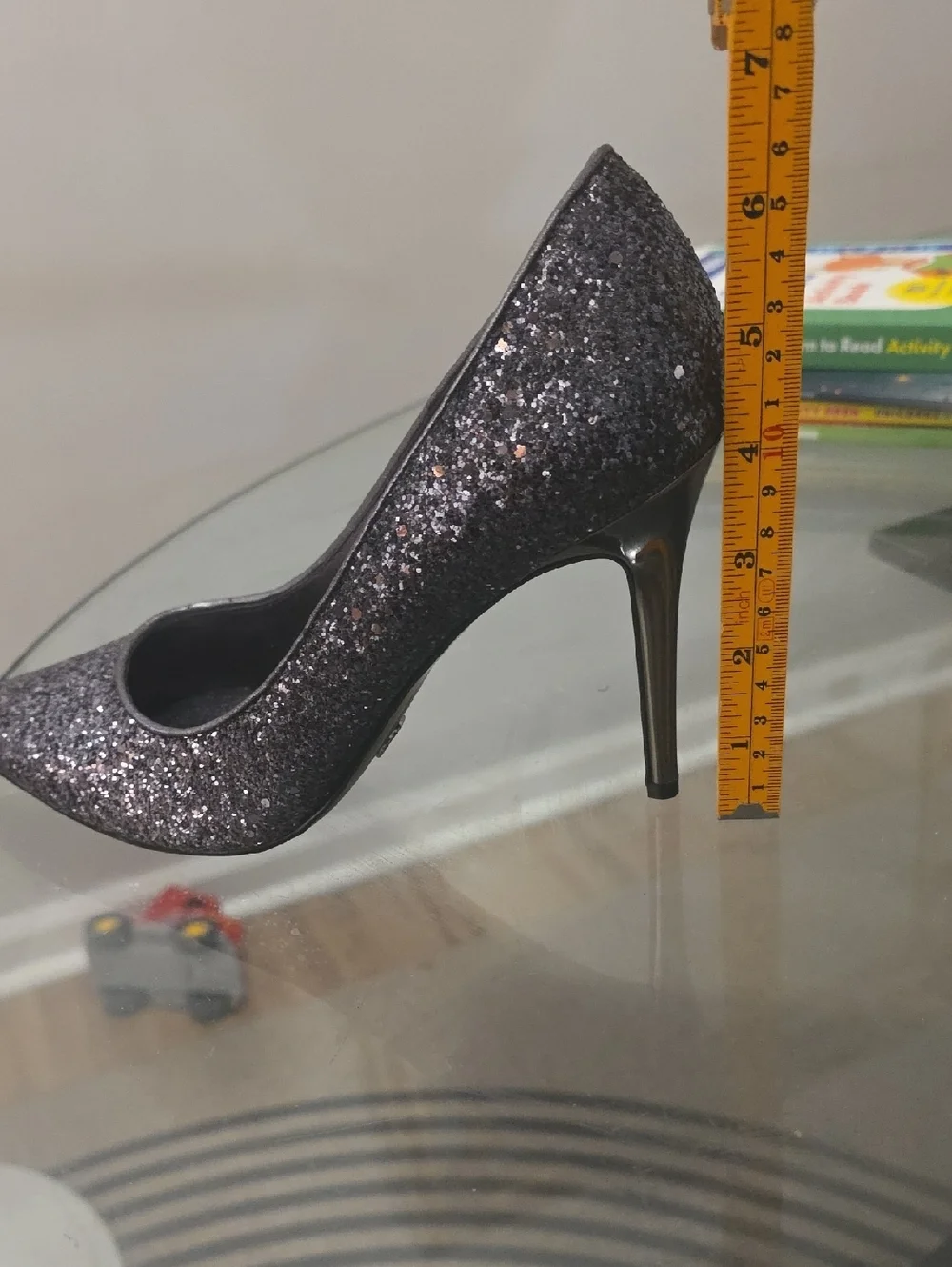 Michael Kors- Women’s Claire Pump Glitter Fabric Gunmetal Classic Heel Silver